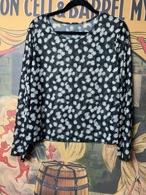 🌼Sheer Mesh Daisy Print LongSleeve Shirt